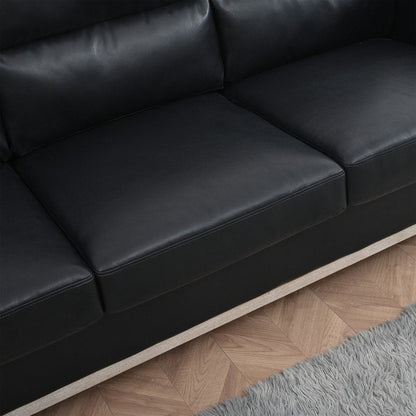 79.5 Inch Black 3-Seater Sofa with Soft Cushions, Apartment Couch for Living Room