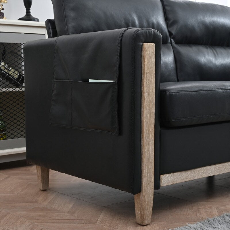 79.5 Inch Black 3-Seater Sofa with Soft Cushions, Apartment Couch for Living Room