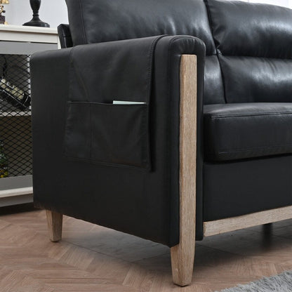 79.5 Inch Black 3-Seater Sofa with Soft Cushions, Apartment Couch for Living Room