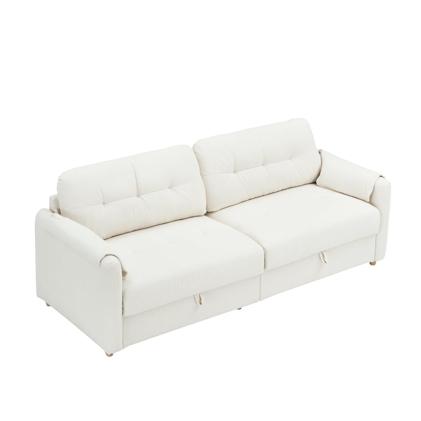 79.50 inches long, Teddy Cotton Linen Sofa Fabric, with metal conical long legs, metal strip matching, stylish and simple