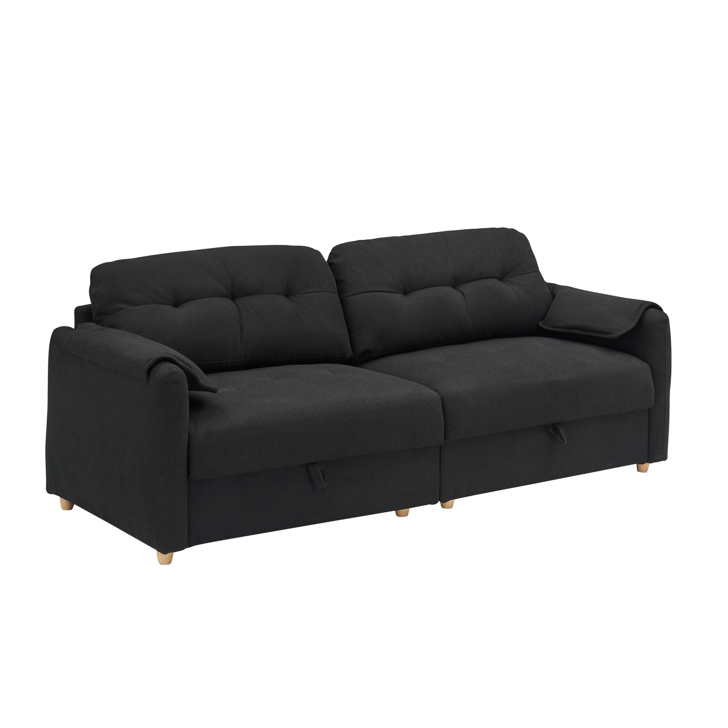 79.50 inches long, Teddy Cotton Linen Sofa Fabric, with metal conical long legs, metal strip matching, stylish and simple