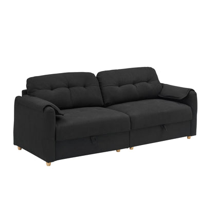 79.50 inches long, Teddy Cotton Linen Sofa Fabric, with metal conical long legs, metal strip matching, stylish and simple