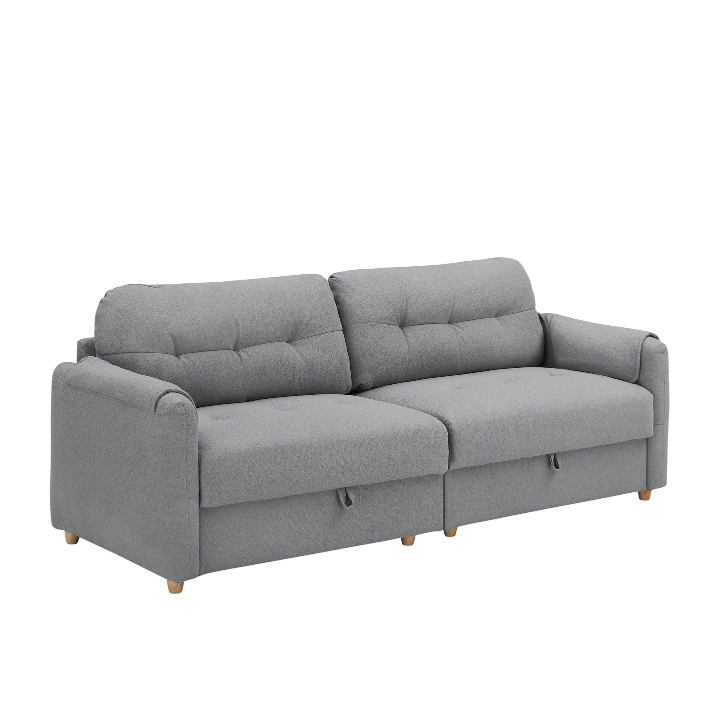 79.50 inches long, Teddy Cotton Linen Sofa Fabric, with metal conical long legs, metal strip matching, stylish and simple