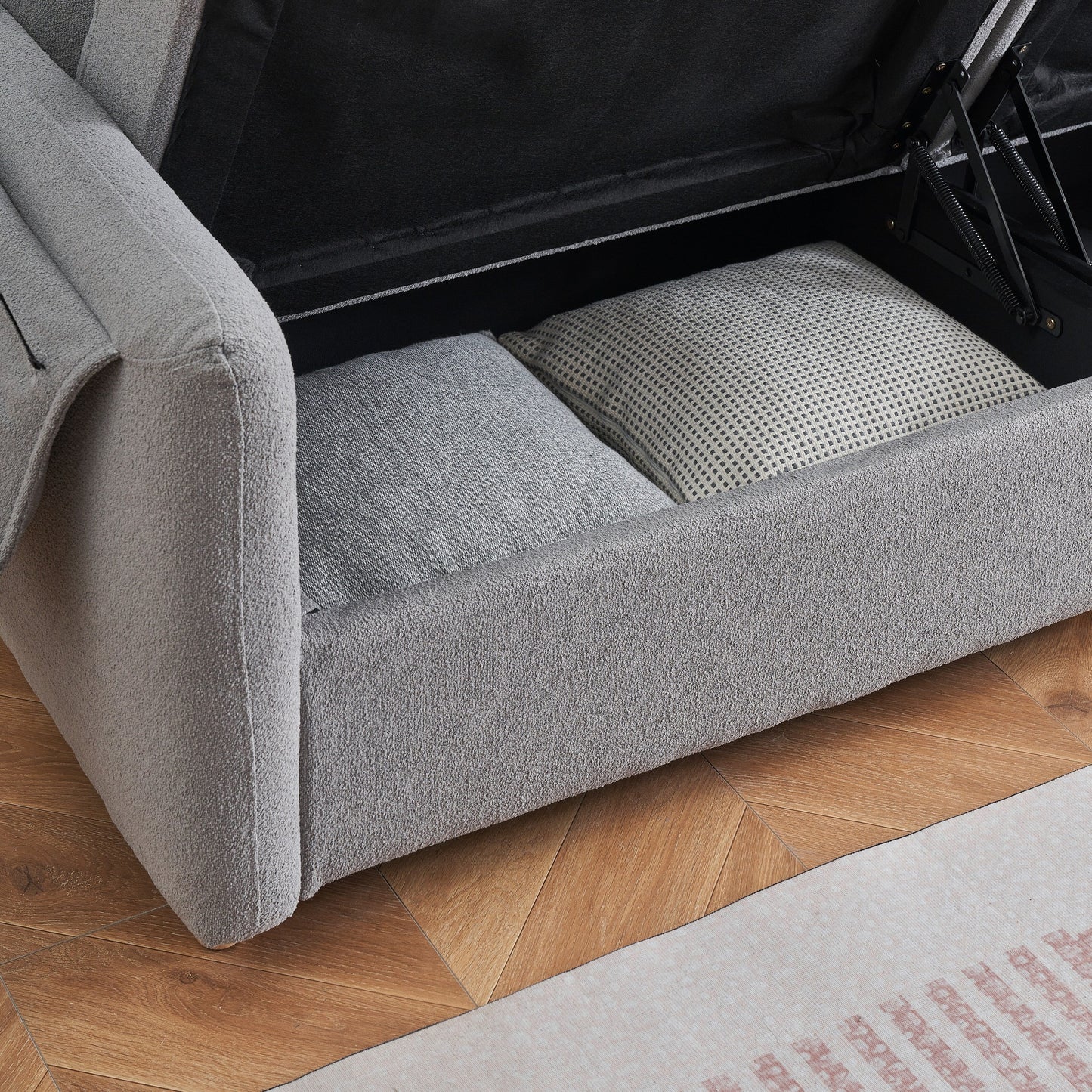 79.50 inches long, Teddy Cotton Linen Sofa Fabric, with metal conical long legs, metal strip matching, stylish and simple
