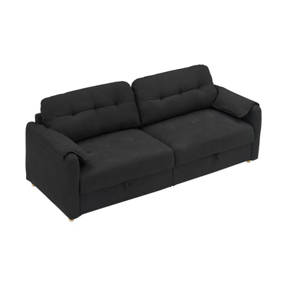 79.50 inches long, Teddy Cotton Linen Sofa Fabric, with metal conical long legs, metal strip matching, stylish and simple