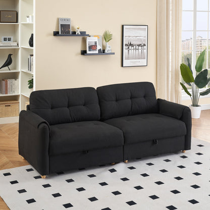 79.50 inches long, Teddy Cotton Linen Sofa Fabric, with metal conical long legs, metal strip matching, stylish and simple