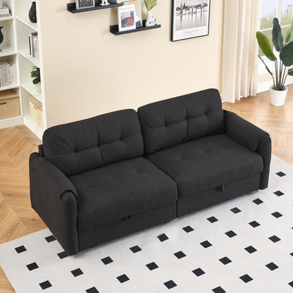 79.50 inches long, Teddy Cotton Linen Sofa Fabric, with metal conical long legs, metal strip matching, stylish and simple