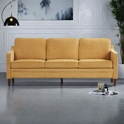 79.5 Fabric Modern Classic 3-Seater Sofa Square Arms for Living Room