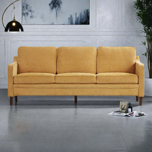 79.5 Fabric Modern Classic 3-Seater Sofa Square Arms for Living Room