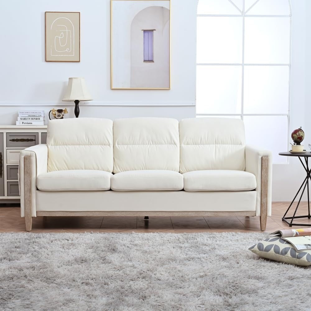 79.5 Sofa Couch Modern 3-Seater Sofa with Cushions Armrest Side Pocket for Living Room