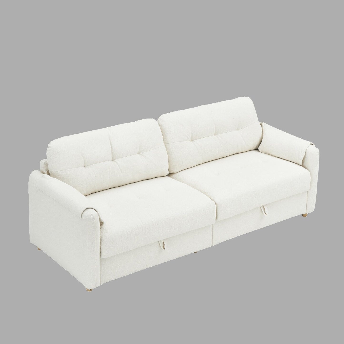 79.5 Teddy Fabric Sofa - Elegant 3-Seat Couch with Metal Trim and Resilient Sponge Cushions