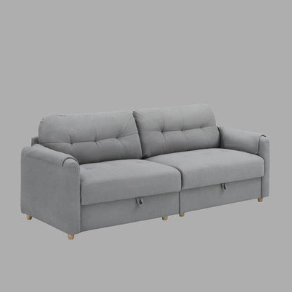 79.5 Teddy Fabric Sofa - Elegant 3-Seat Couch with Metal Trim and Resilient Sponge Cushions