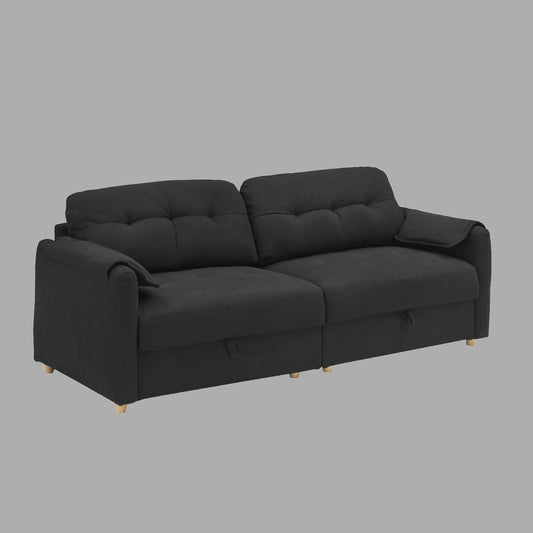 79.5 Teddy Fabric Sofa - Elegant 3-Seat Couch with Metal Trim and Resilient Sponge Cushions
