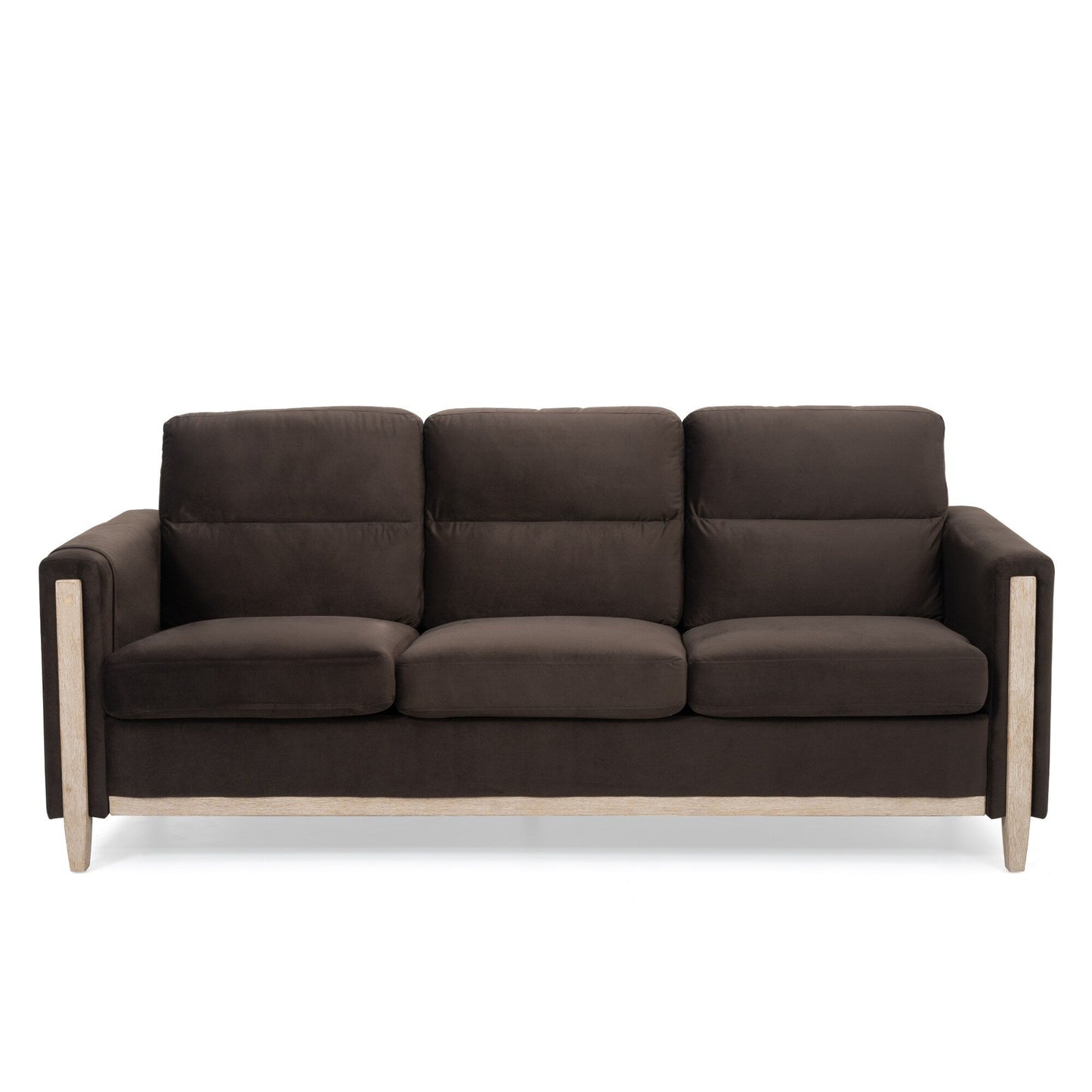 79.5 Velvet Solid Wood 3-Seater Sofa with Pocket Spring Seat, PP Foam Backrest, and Side Storage Pocket