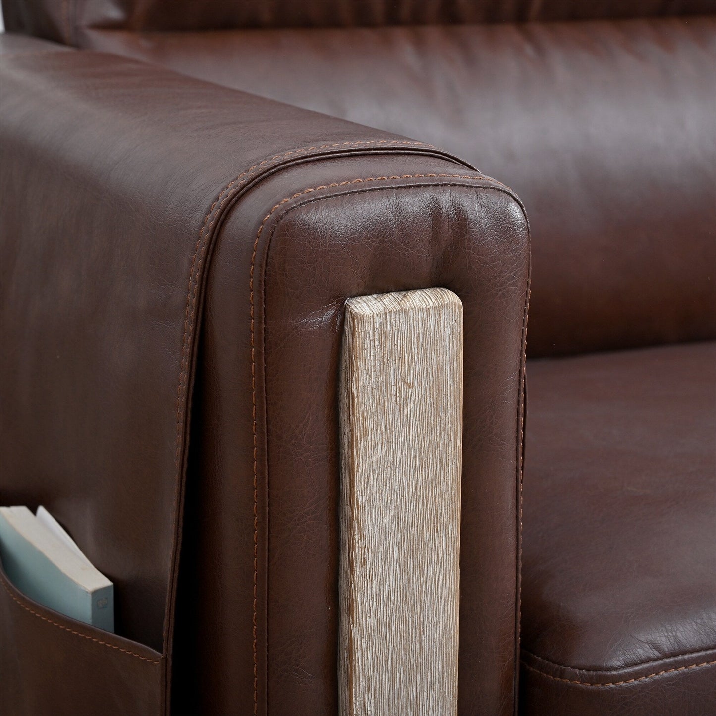 79.5 Velvet Solid Wood 3-Seater Sofa with Pocket Spring Seat, PP Foam Backrest, and Side Storage Pocket