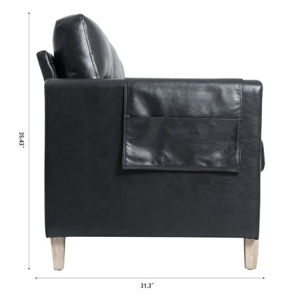 79.5 Velvet Solid Wood 3-Seater Sofa with Pocket Spring Seat, PP Foam Backrest, and Side Storage Pocket