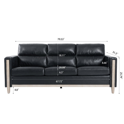 79.5 Velvet Solid Wood 3-Seater Sofa with Pocket Spring Seat, PP Foam Backrest, and Side Storage Pocket