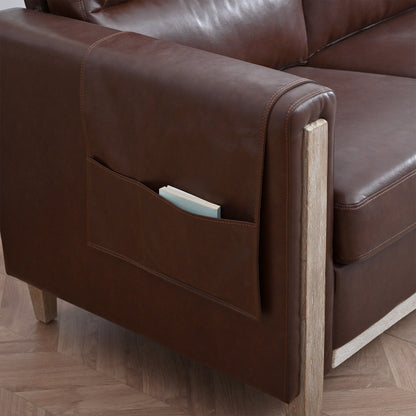 79.5 Velvet Solid Wood 3-Seater Sofa with Pocket Spring Seat, PP Foam Backrest, and Side Storage Pocket