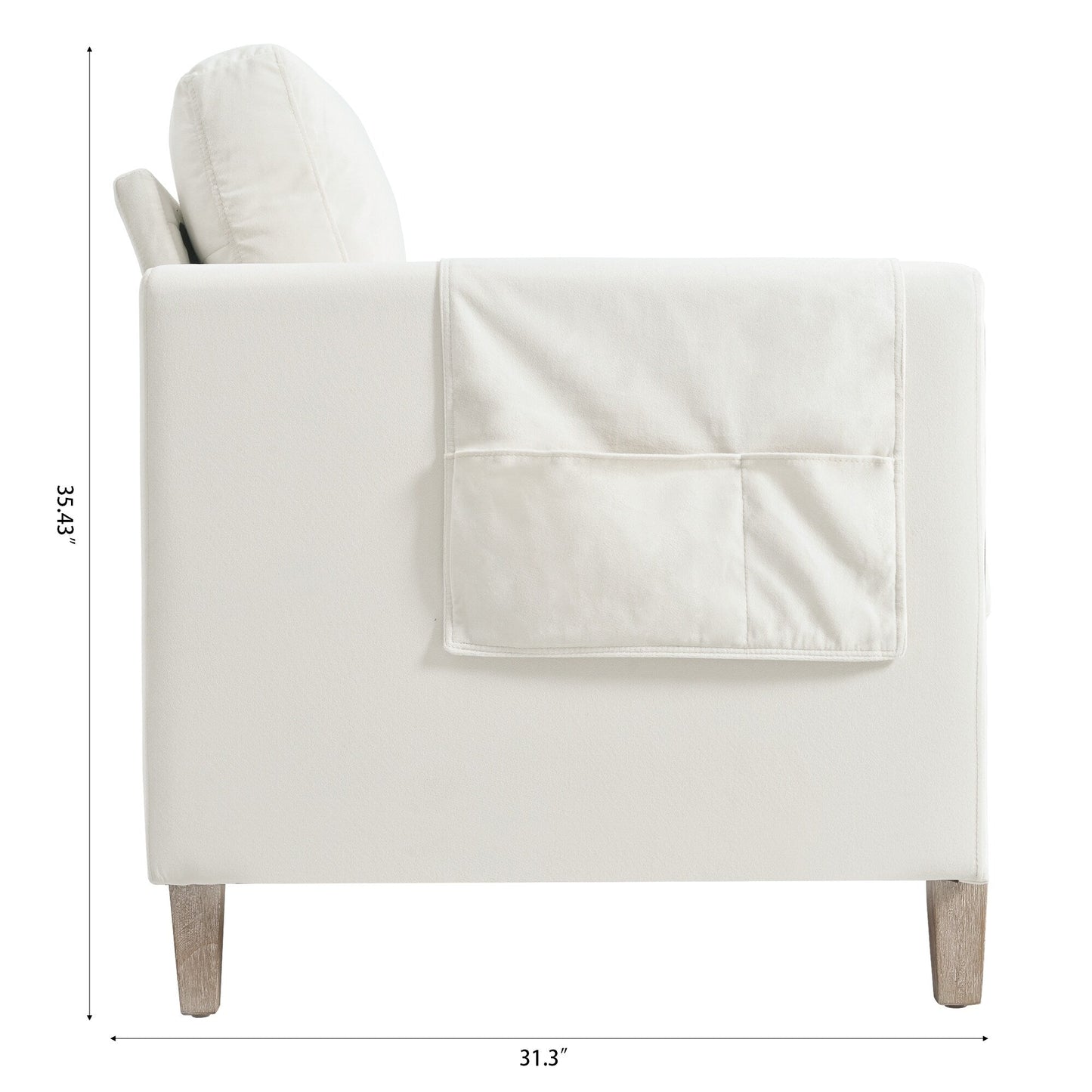 79.5 Velvet Solid Wood 3-Seater Sofa with Pocket Spring Seat, PP Foam Backrest, and Side Storage Pocket
