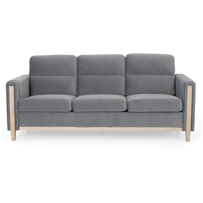 79.5 Velvet Solid Wood 3-Seater Sofa with Pocket Spring Seat, PP Foam Backrest, and Side Storage Pocket