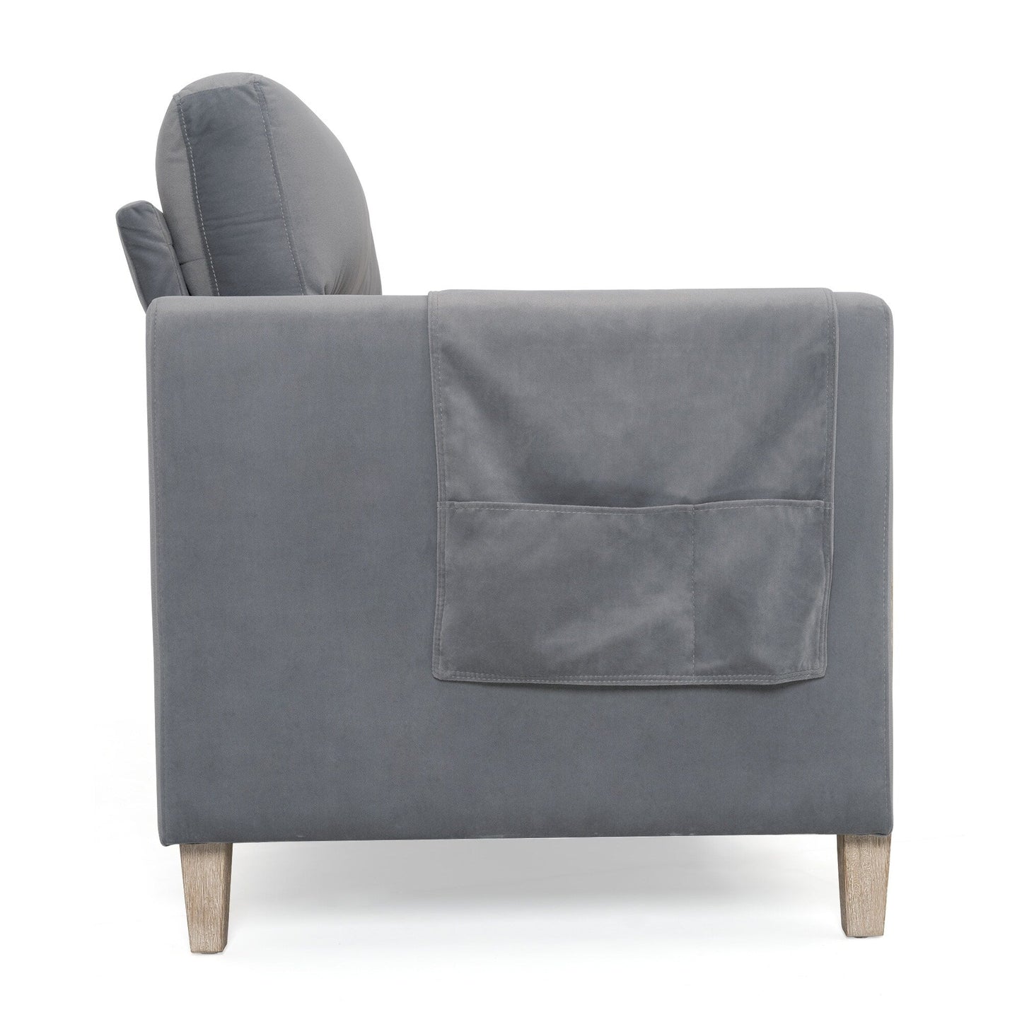 79.5 Velvet Solid Wood 3-Seater Sofa with Pocket Spring Seat, PP Foam Backrest, and Side Storage Pocket