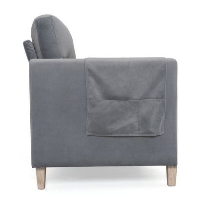 79.5 Velvet Solid Wood 3-Seater Sofa with Pocket Spring Seat, PP Foam Backrest, and Side Storage Pocket