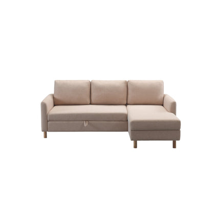79.5'' Fabric L-Shaped 3-Seater Sleeper Sofa with Chaise, Pull-Out Bed, and Upholstered Design