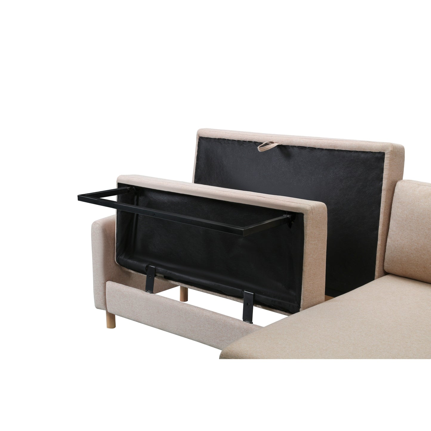 79.5'' Fabric L-Shaped 3-Seater Sleeper Sofa with Chaise, Pull-Out Bed, and Upholstered Design