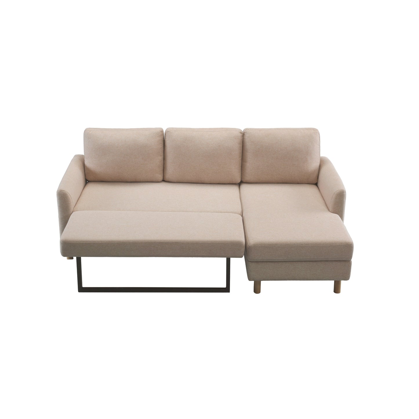 79.5'' Fabric L-Shaped 3-Seater Sleeper Sofa with Chaise, Pull-Out Bed, and Upholstered Design