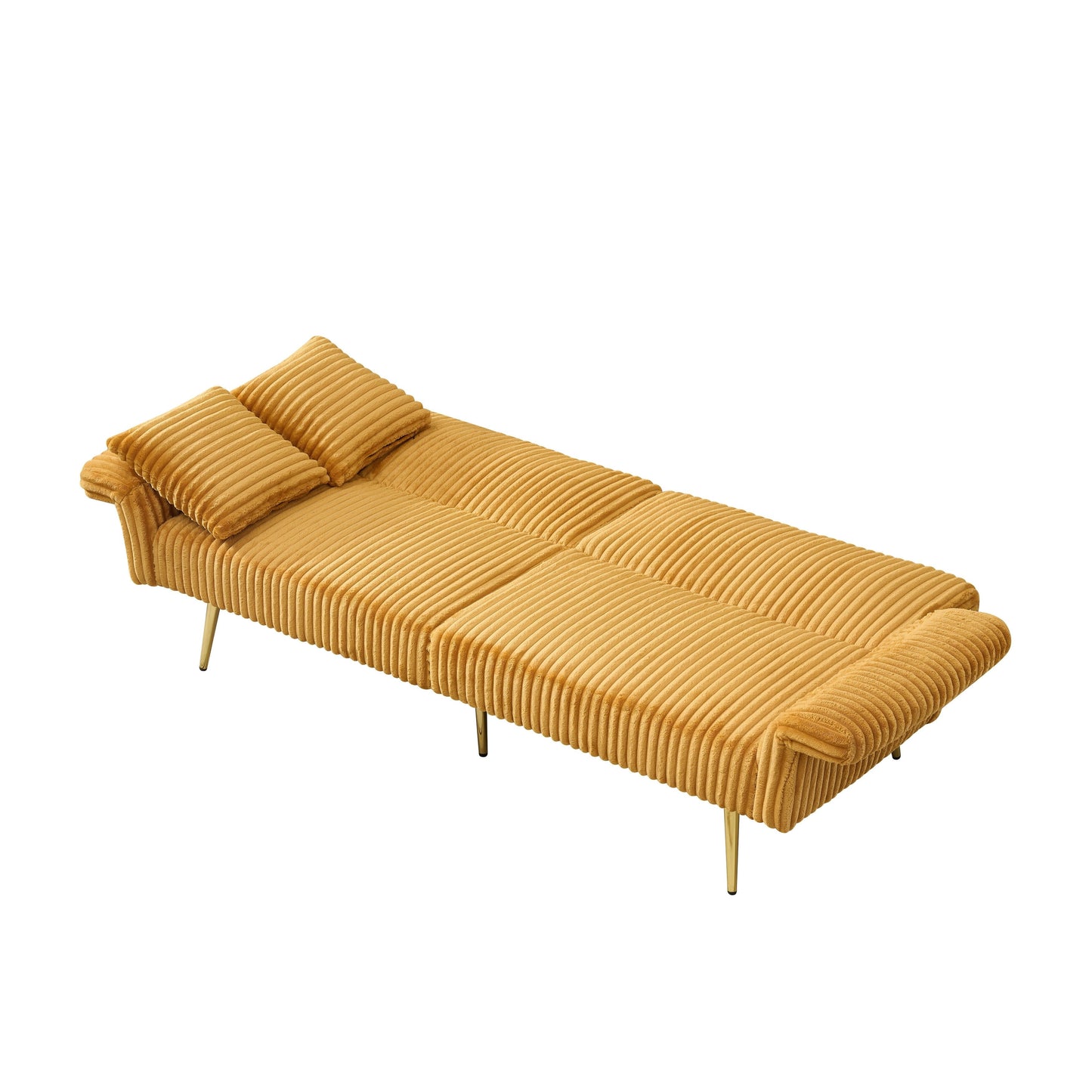 79 Corduroy Foldable Sofa Bed with 3-Position Armrests, High-Resilience Foam, and Metal Legs