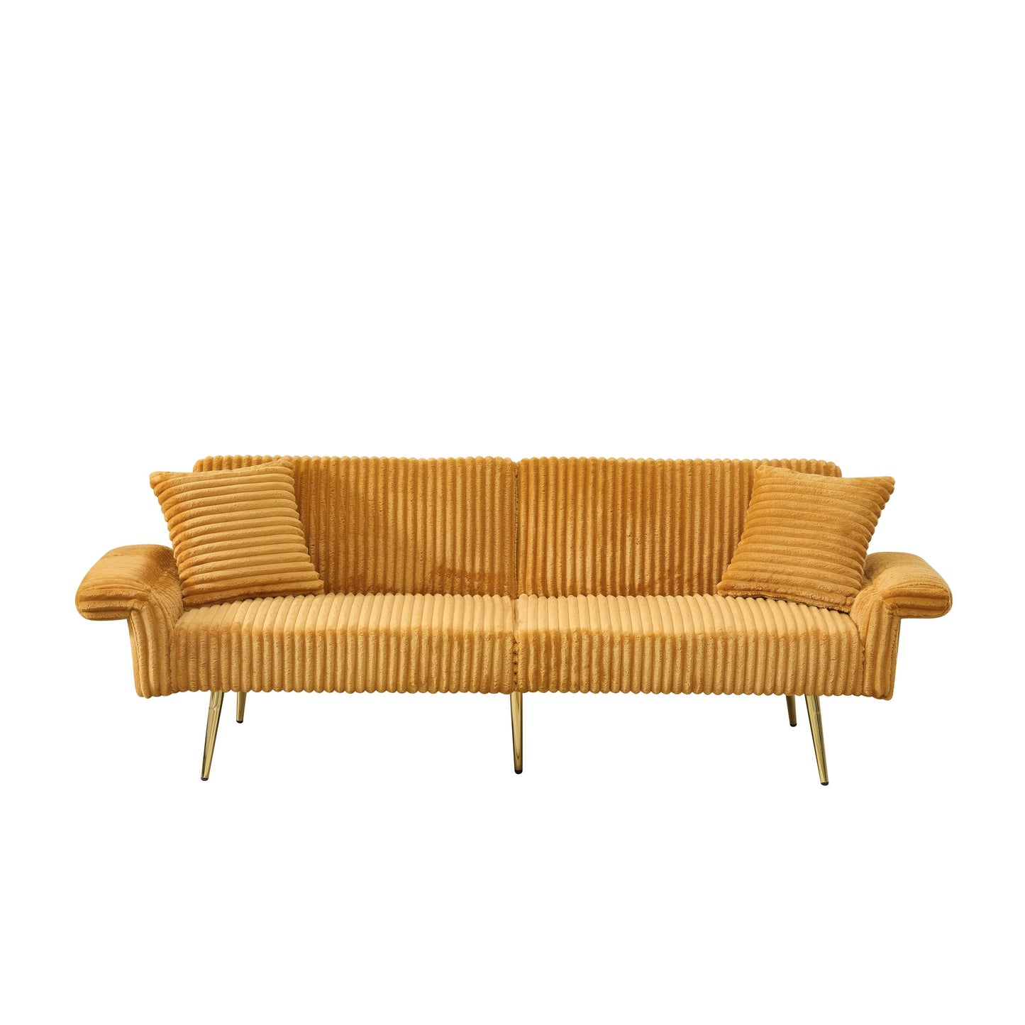 79 Corduroy Foldable Sofa Bed with 3-Position Armrests, High-Resilience Foam, and Metal Legs