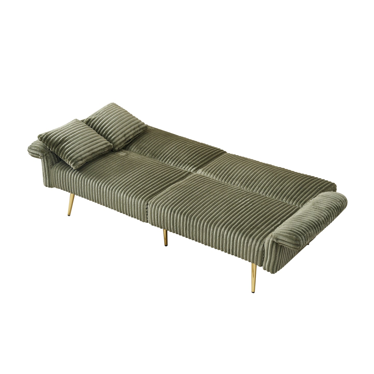 79 Corduroy Foldable Sofa Bed with 3-Position Armrests, High-Resilience Foam, and Metal Legs