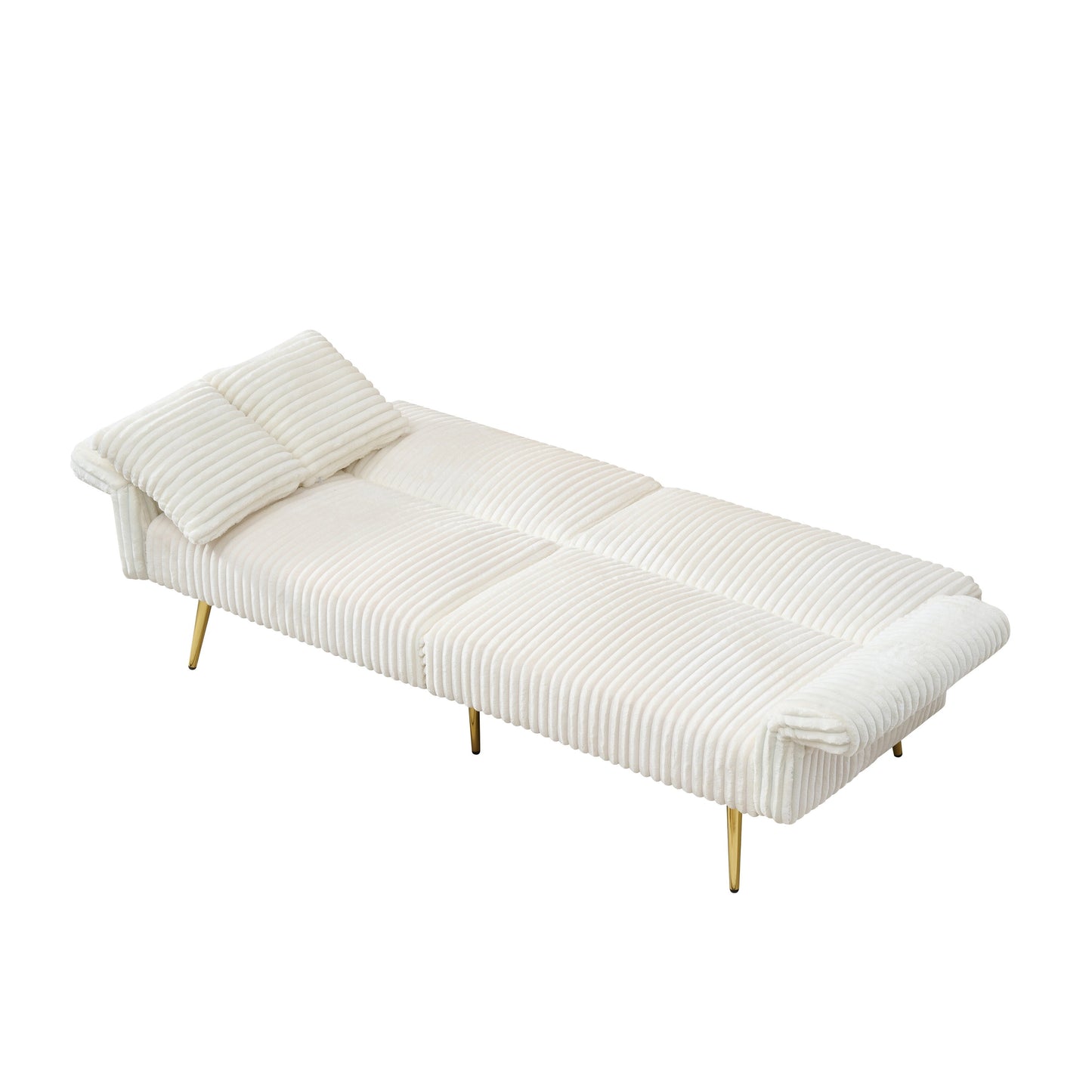 79 Corduroy Foldable Sofa Bed with 3-Position Armrests, High-Resilience Foam, and Metal Legs