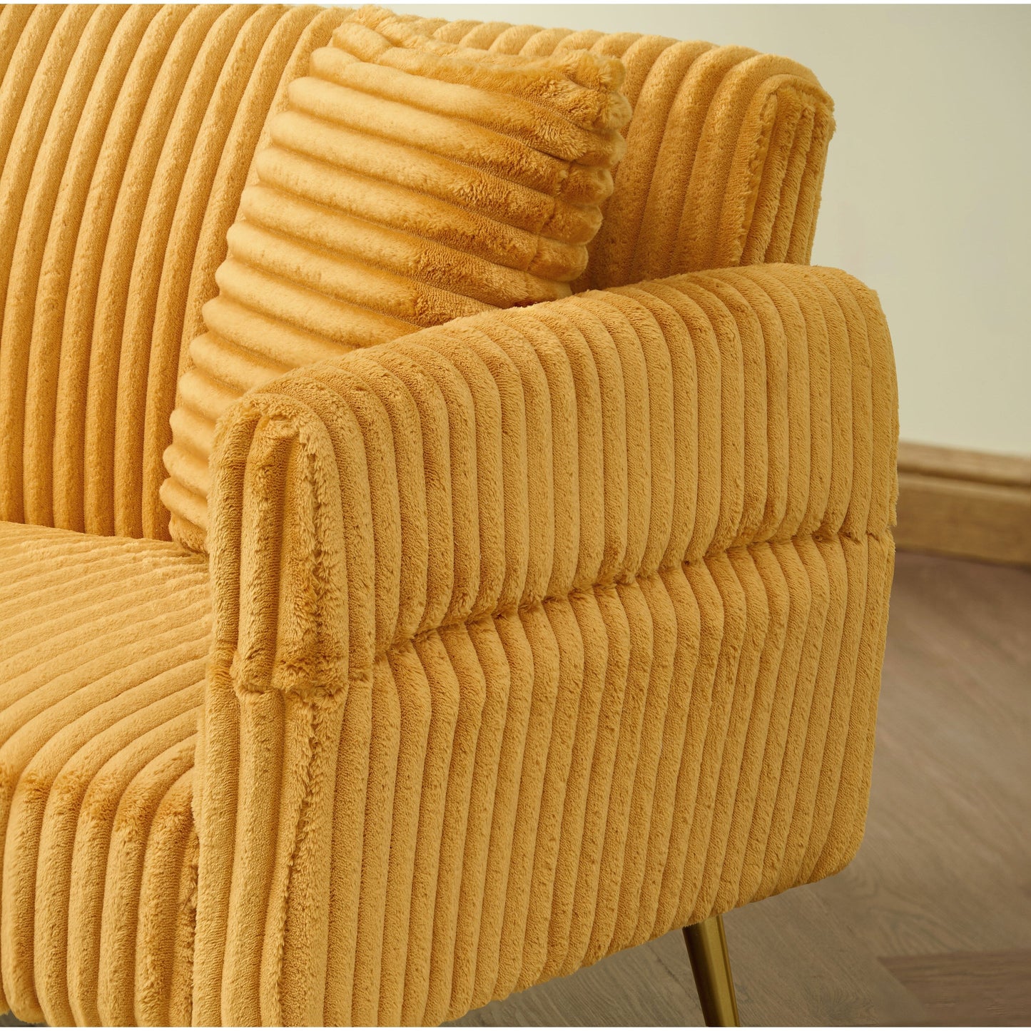 79 Corduroy Foldable Sofa Bed with 3-Position Armrests, High-Resilience Foam, and Metal Legs