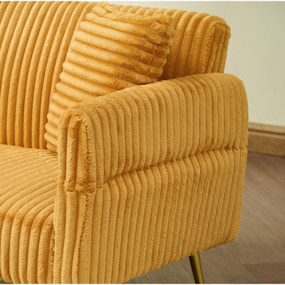 79 Corduroy Foldable Sofa Bed with 3-Position Armrests, High-Resilience Foam, and Metal Legs