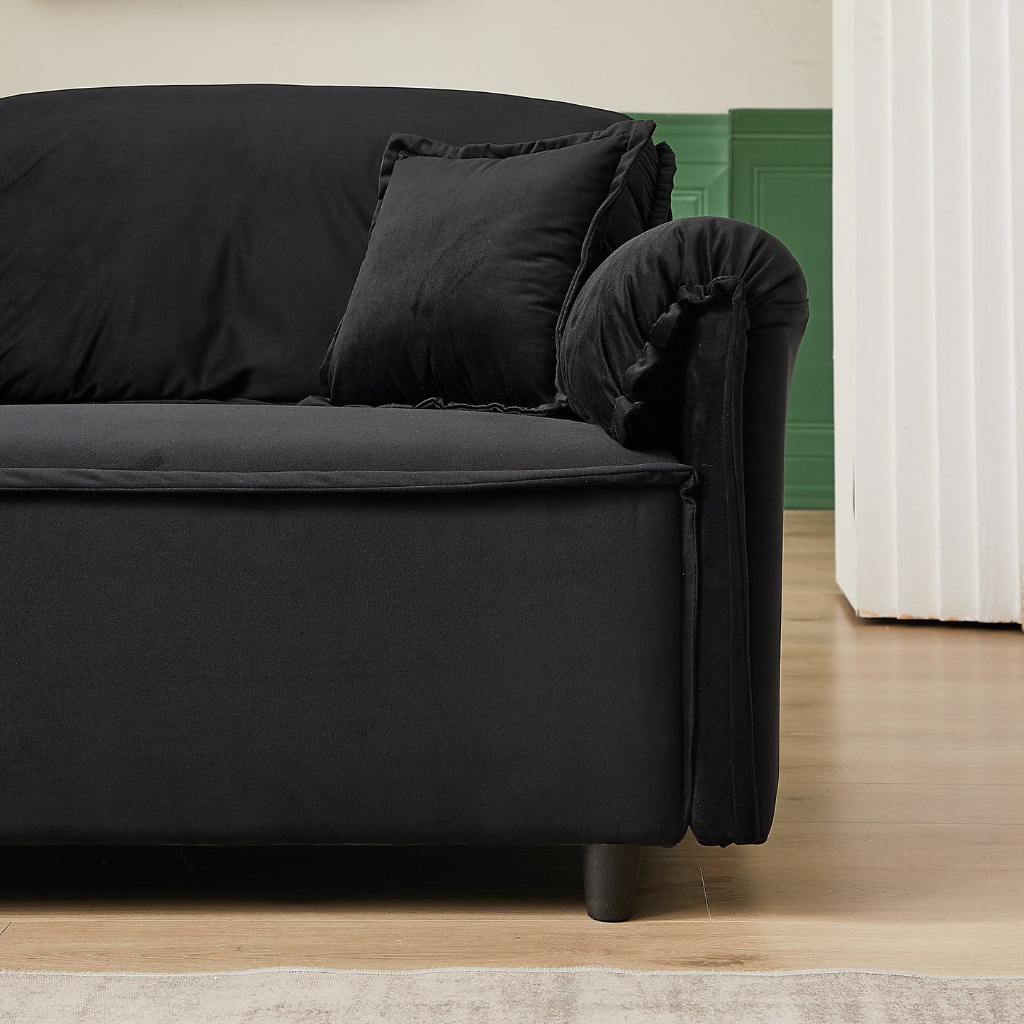 79 Velvet 3 Seater Recliner Sofa Couch with 2 Pillows, Solid Wood Frame, and Sinuous Springs