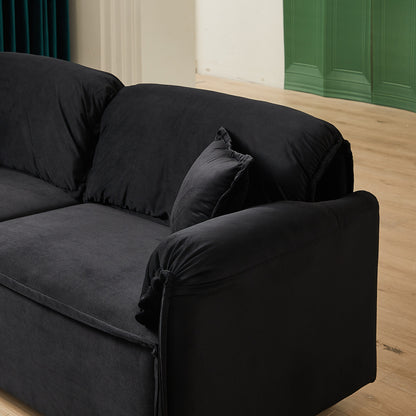 79 Velvet 3 Seater Recliner Sofa Couch with 2 Pillows, Solid Wood Frame, and Sinuous Springs