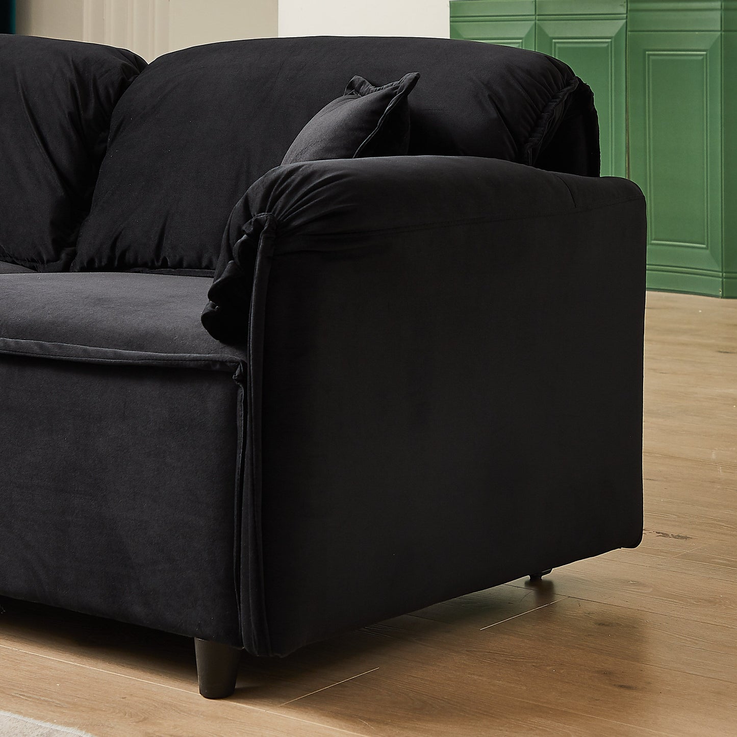 79 Velvet 3 Seater Recliner Sofa Couch with 2 Pillows, Solid Wood Frame, and Sinuous Springs