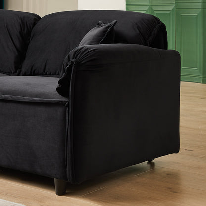 79 Velvet 3 Seater Recliner Sofa Couch with 2 Pillows, Solid Wood Frame, and Sinuous Springs