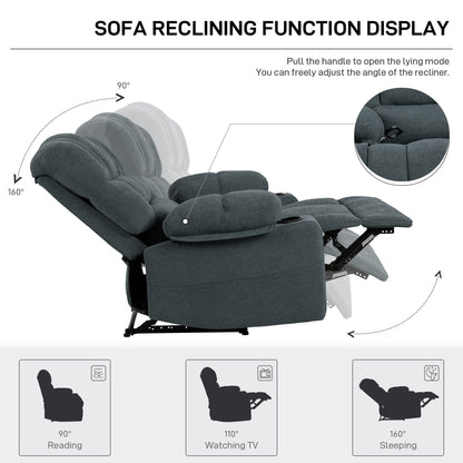 8 Point Massage Recliner Chair Sofa Heavy Duty Lounge Chair with Heating Vibration, Adjustable Backrest and Cup Holders