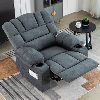 8 Point Massage Recliner Chair Sofa Heavy Duty Lounge Chair with Heating Vibration, Adjustable Backrest and Cup Holders