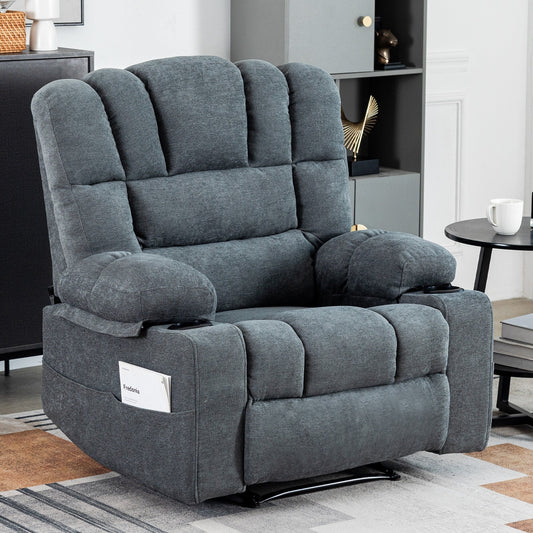 8 Point Massage Recliner Chair Sofa Heavy Duty Lounge Chair with Heating Vibration, Adjustable Backrest and Cup Holders