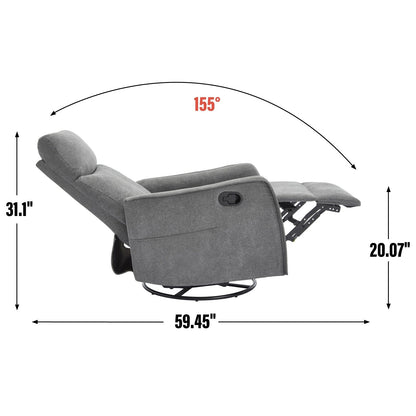 8 Point Vibration 360° Swivel Massage Chair, Adjustable Backrest Manual Recliner Chair with Massage and Lumbar Heating