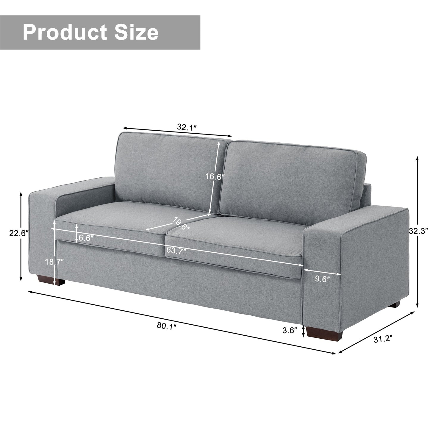 80.1 Wide Linen Corduroy Loveseat Living Room Sofa Couch