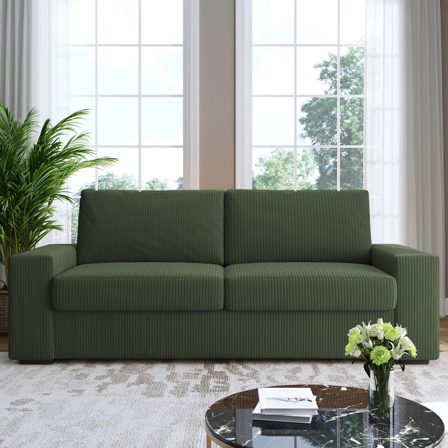 80.1 Wide Linen Corduroy Loveseat Living Room Sofa Couch