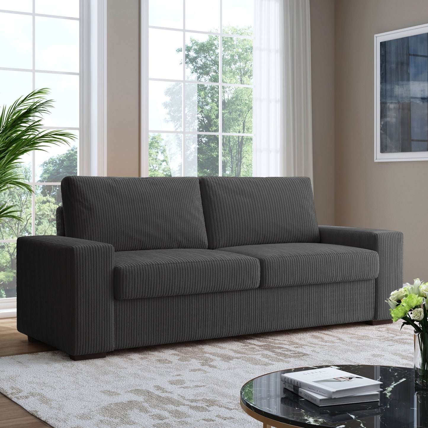 80.1 Wide Linen Corduroy Loveseat Living Room Sofa Couch