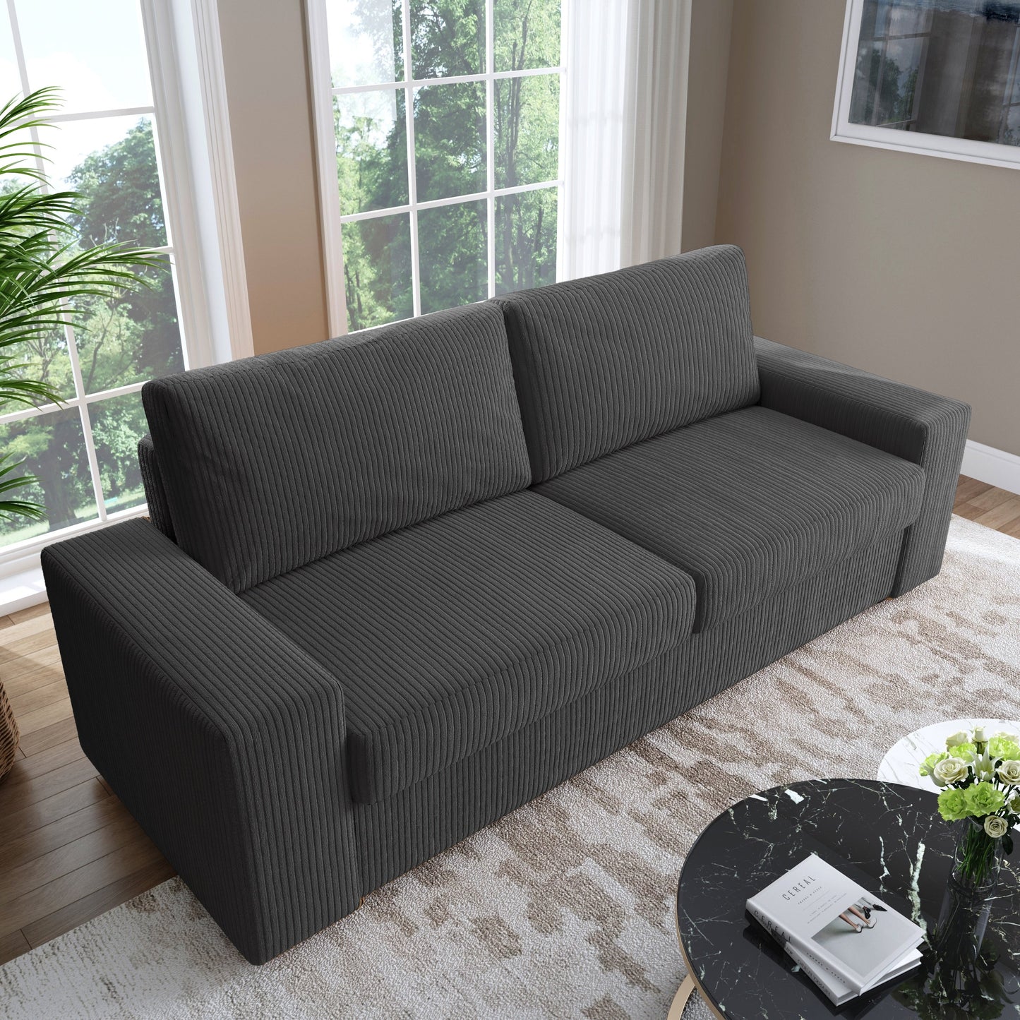 80.1 Wide Linen Corduroy Loveseat Living Room Sofa Couch