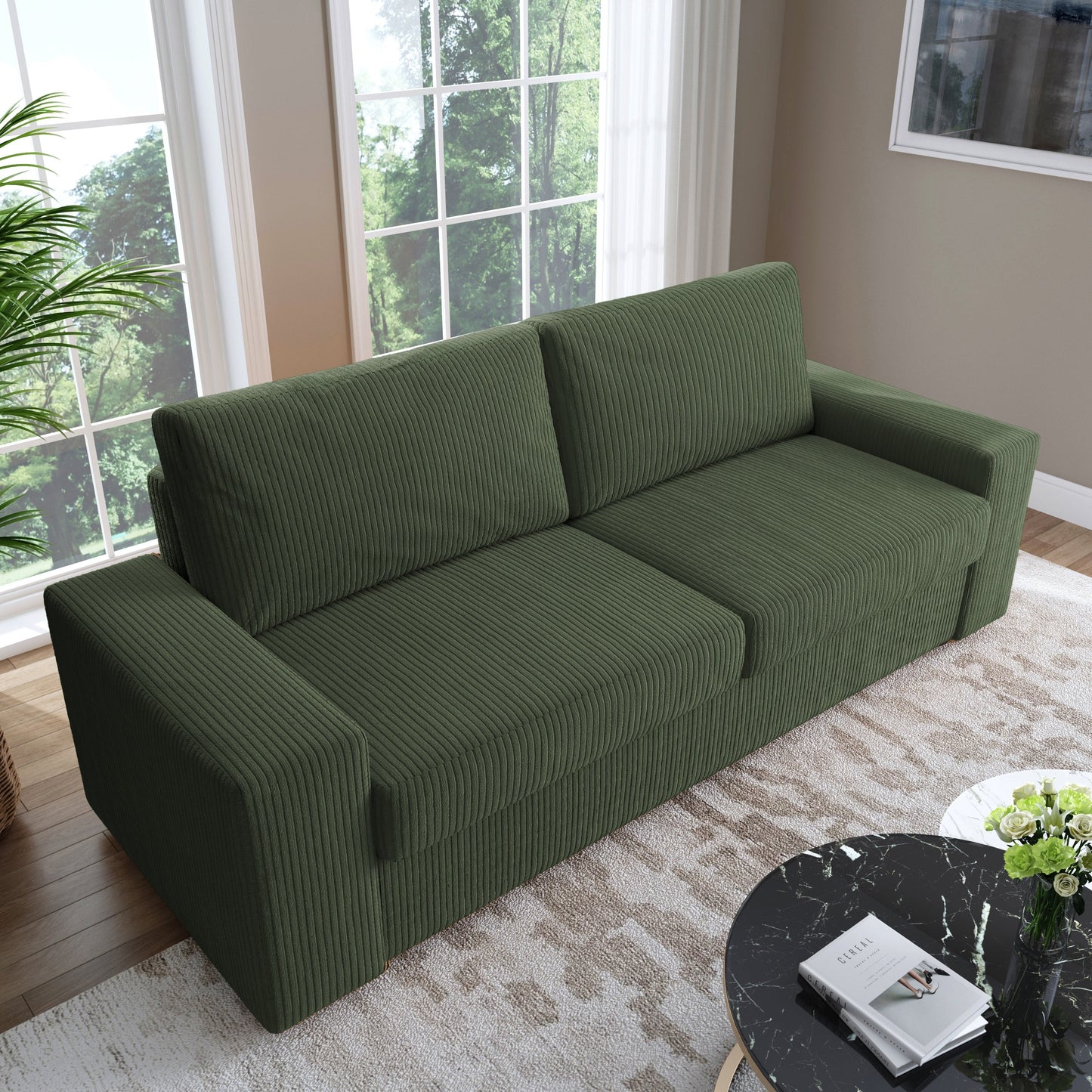 80.1 Wide Linen Corduroy Loveseat Living Room Sofa Couch