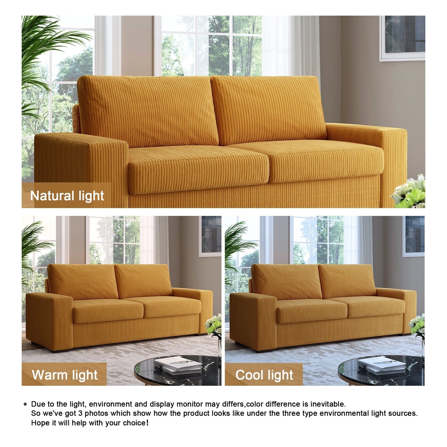 80.1 Wide Linen Corduroy Loveseat Living Room Sofa Couch
