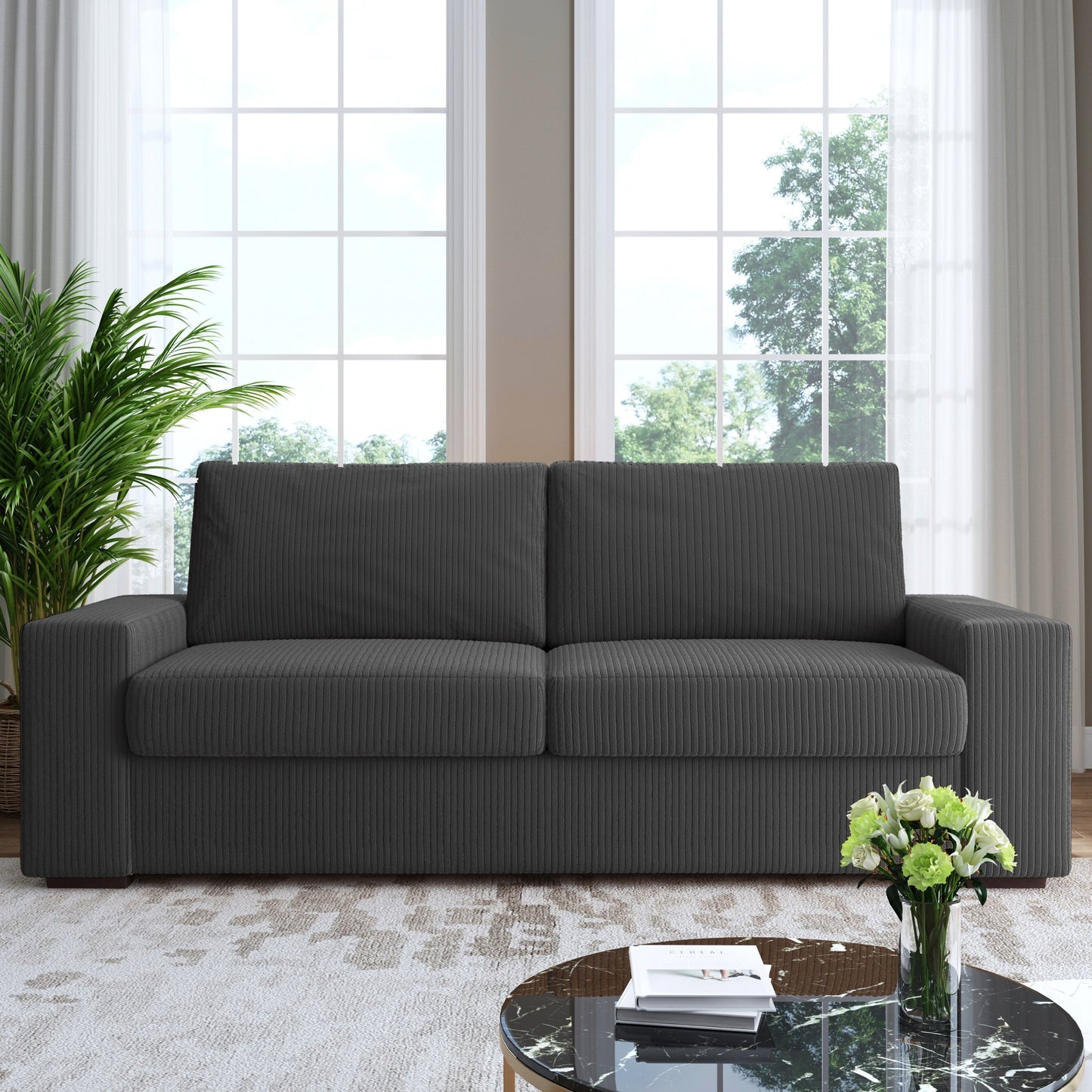 80.1 Wide Linen Corduroy Loveseat Living Room Sofa Couch